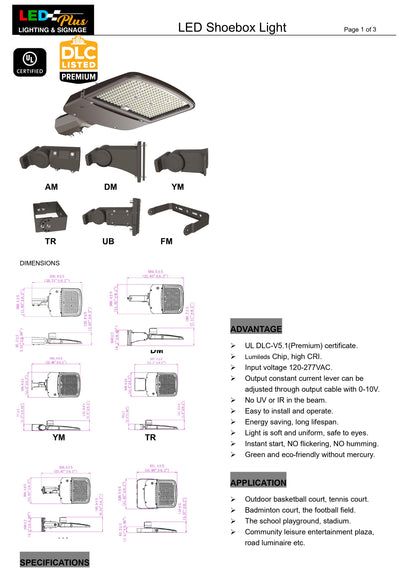 150W Led Shoebox/Pole light 5700K