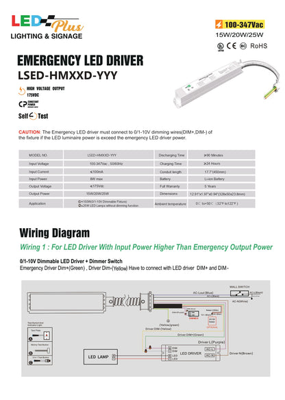 20W LED Emergency Backup Driver AC 120-237V