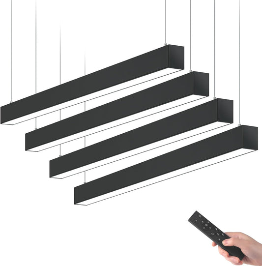 4FT Linear Light BAR with Remote,45W,3000K to 6000K,4 Packs,Black