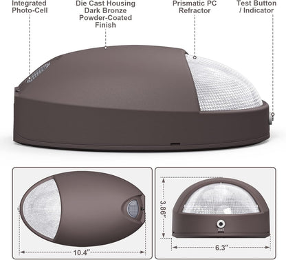 12W Oval Emergency Wall Pack with 90mins Emergency backup battery & Photocell