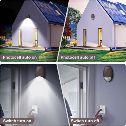 12W Oval Emergency Wall Pack with 90mins Emergency backup battery & Photocell