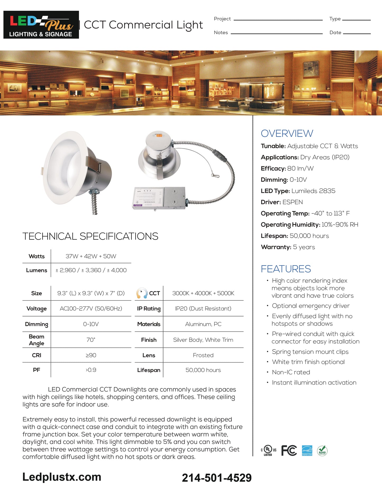 8in Commercial Downlight CCT