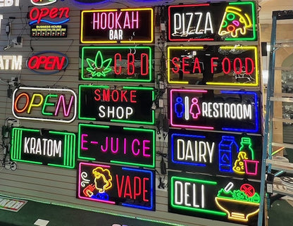 Assorted Neon Signs 30" with power supply and chain