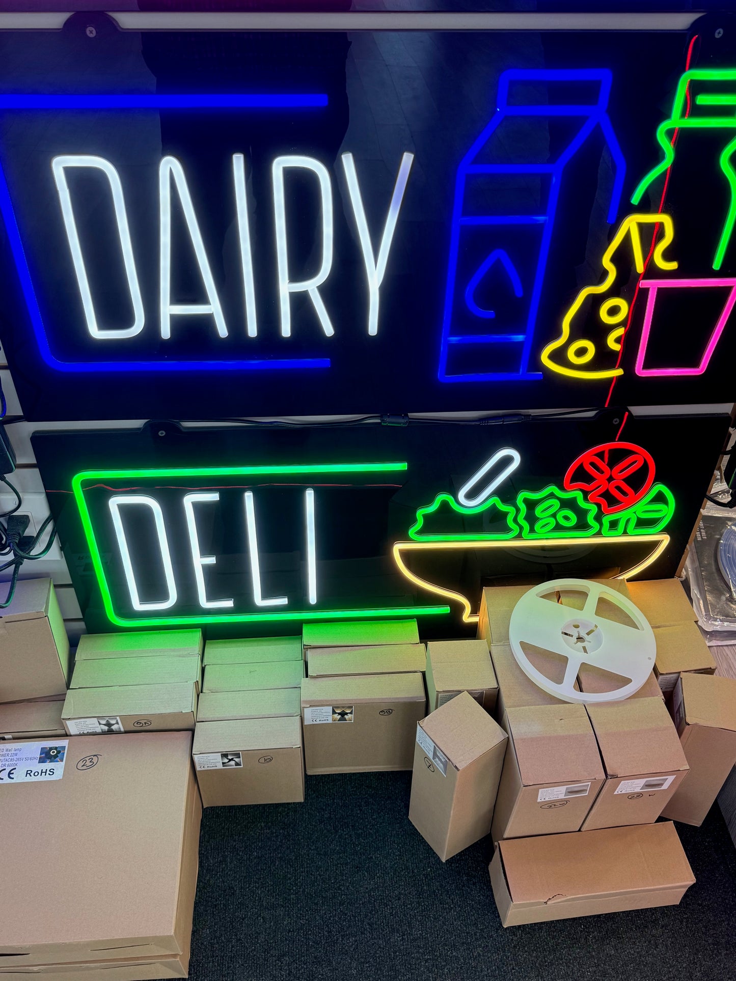 Assorted Neon Signs 30" with power supply and chain