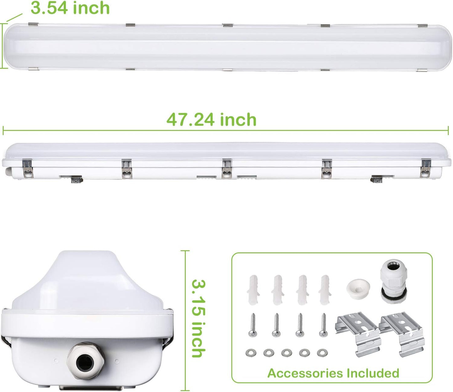 4FT LED Vapor Tight Light 40/50/60W - 3000K/4000K/5000K Selectable Wattage & CCT AC 120~277V (1Pack or 6Pack)