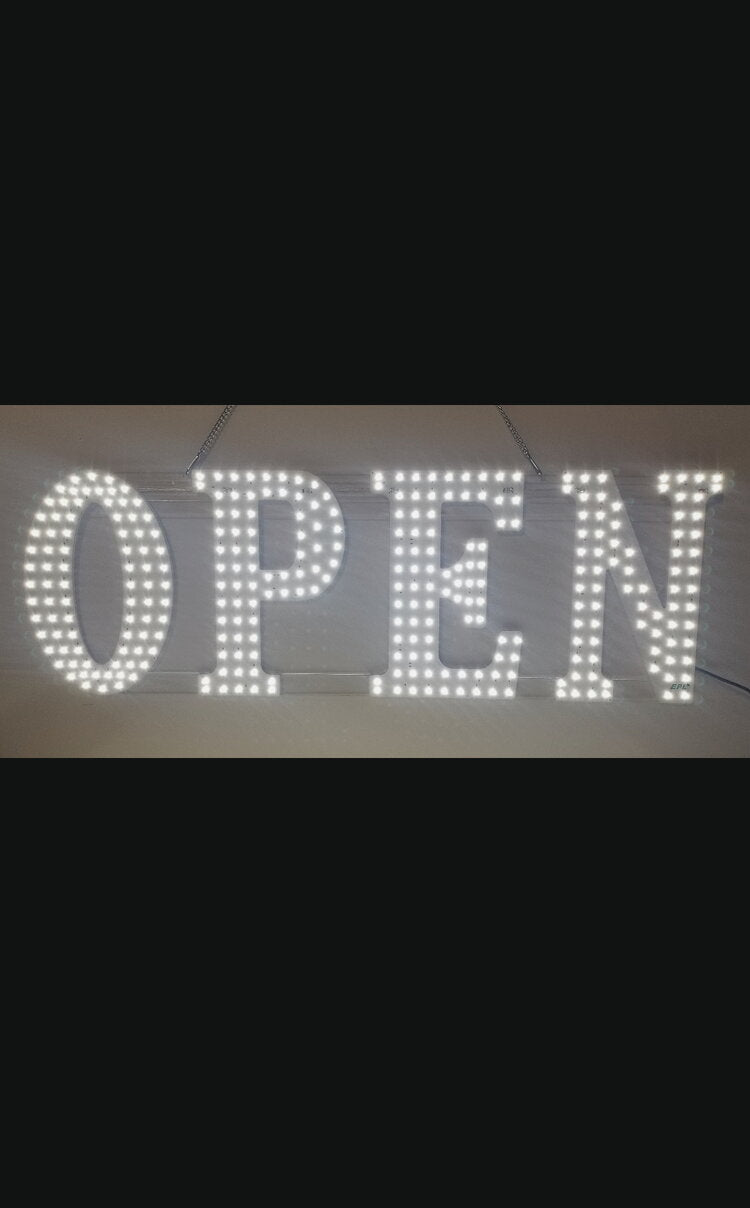 LED "OPEN" Sign (10″X30″) White