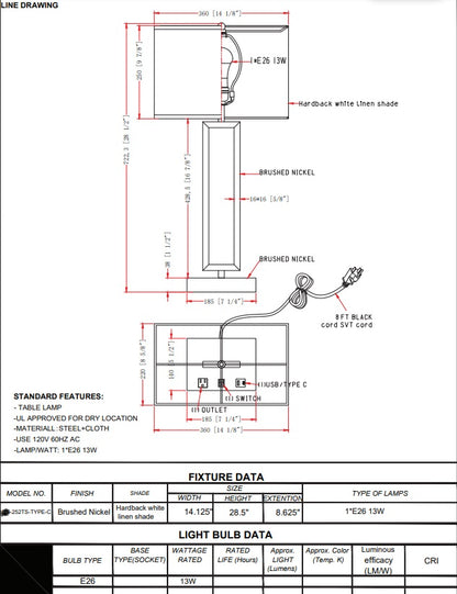 Single Table Lamps for Hotels-13W